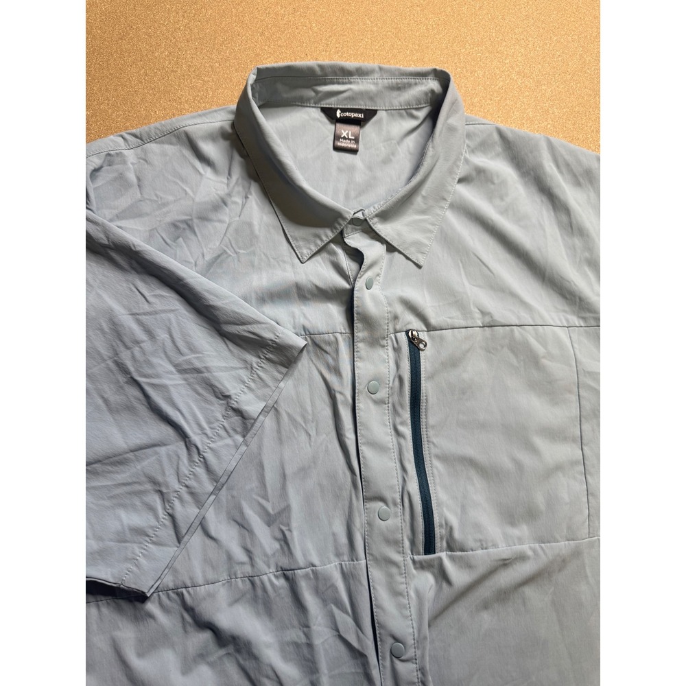 Cotopaxi Cielo Short Sleeve Button Up Shirt Travel Zip‎ Pocket XL